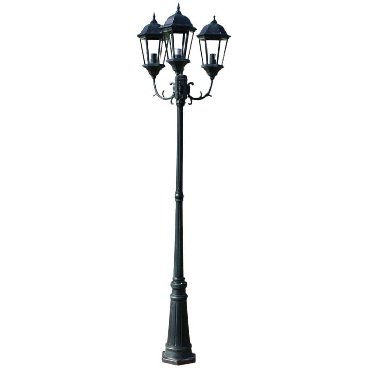 Trädgårdslampa 3 armar 230 cm mörkgrön/svart aluminium vidaXL – bild 2
