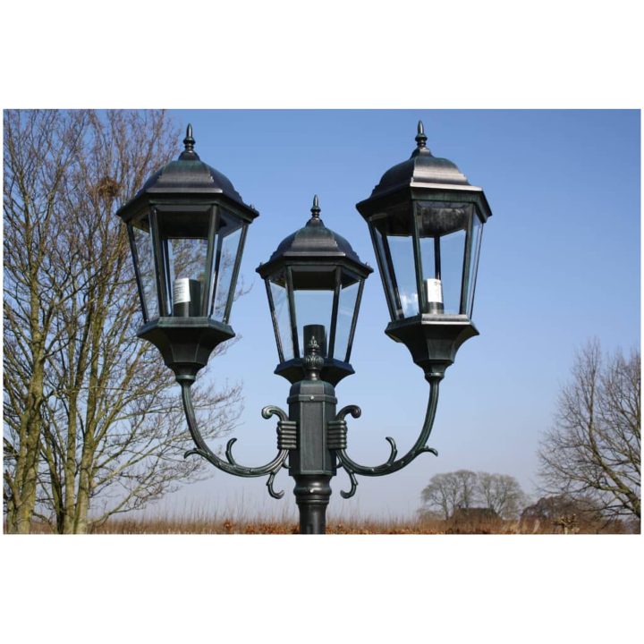 Trädgårdslampa 3 armar 230 cm mörkgrön/svart aluminium vidaXL – bild 7