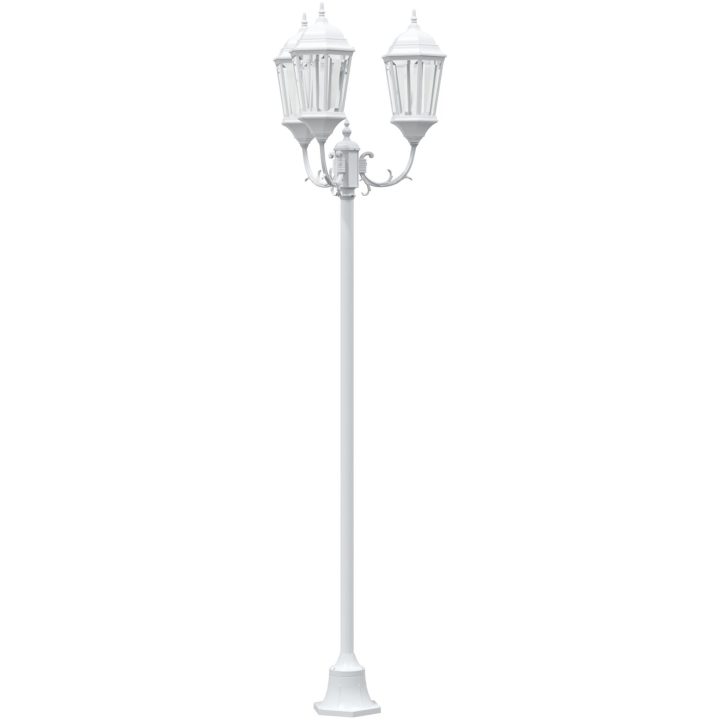 Trädgårdslampa 3-lampor E27 Vit 220 cm Aluminium vidaXL Large – bild 2