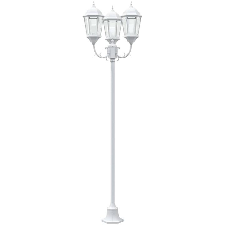 Trädgårdslampa 3-lampor E27 Vit 220 cm Aluminium vidaXL Large – bild 4