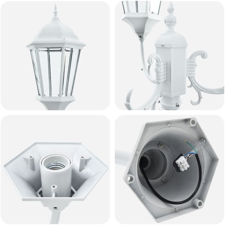 Trädgårdslampa 3-lampor E27 Vit 220 cm Aluminium vidaXL Large – bild 5