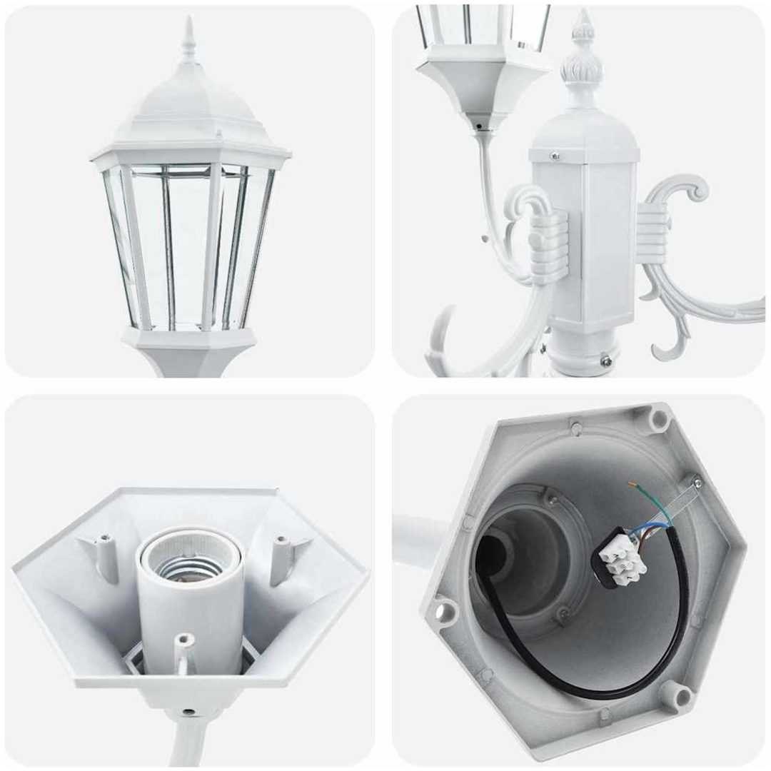 Trädgårdslampa 3-lampor E27 Vit 220 cm Aluminium vidaXL Large – bild 6