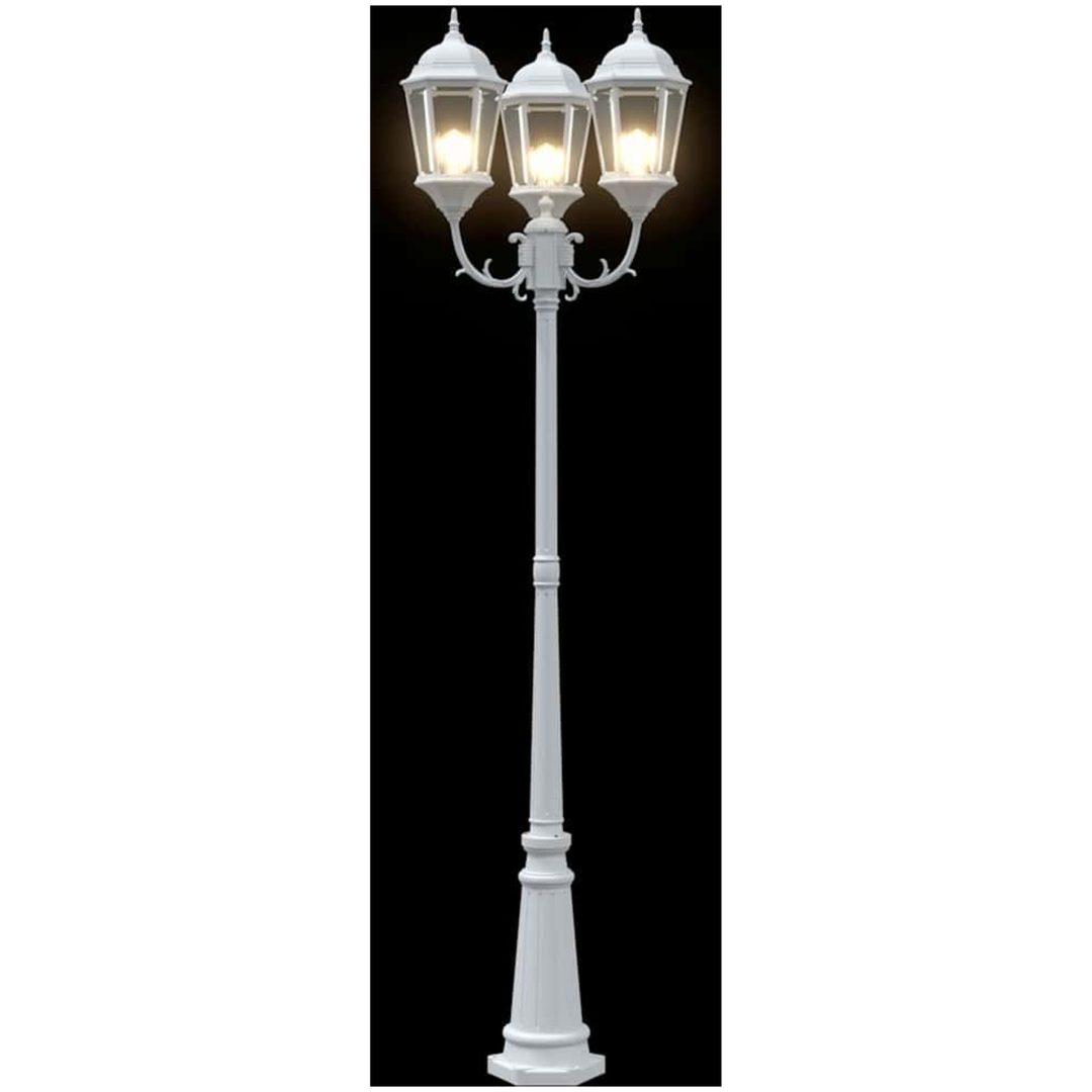 Trädgårdslampa 3-lampor E27 Vit 220 cm Aluminium vidaXL Large – bild 7