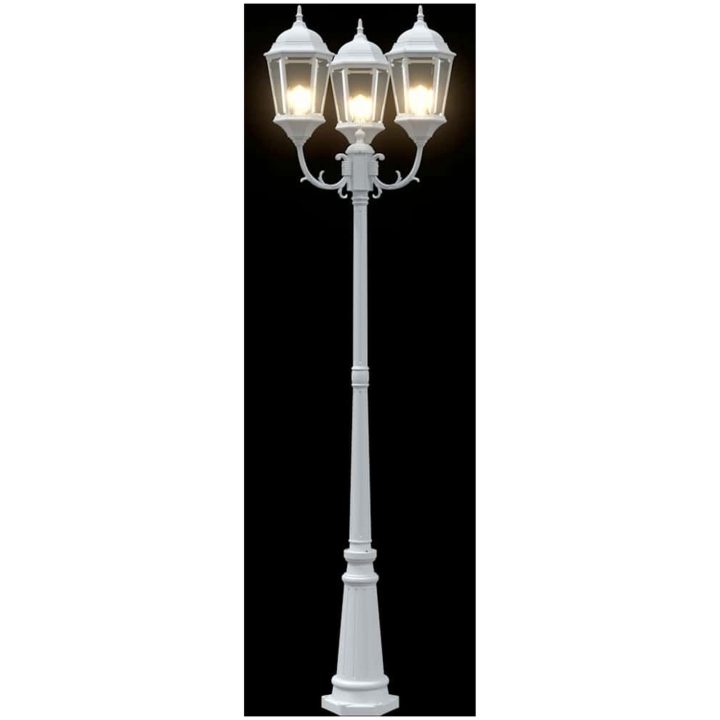 Trädgårdslampa 3-lampor E27 Vit 220 cm Aluminium vidaXL Large – bild 7