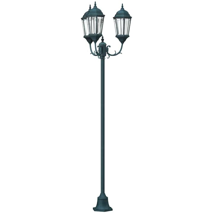 Trädgårdslampa Pelare 3-lampor E27 Grön 220 cm Aluminium vidaXL Large – bild 2