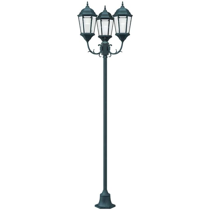 Trädgårdslampa Pelare 3-lampor E27 Grön 220 cm Aluminium vidaXL Large – bild 4