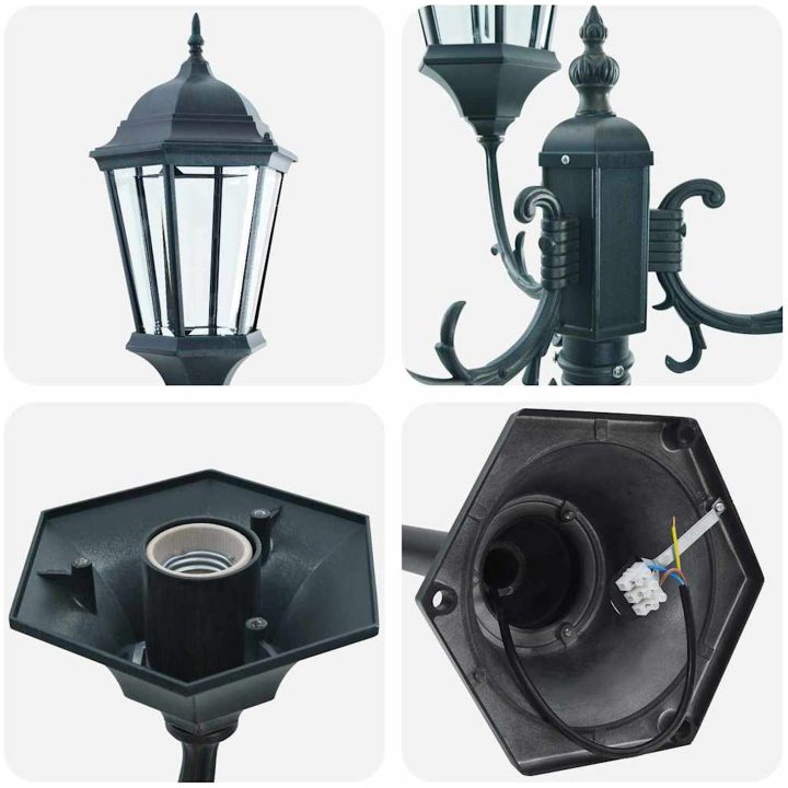 Trädgårdslampa Pelare 3-lampor E27 Grön 220 cm Aluminium vidaXL Large – bild 6