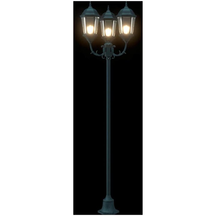 Trädgårdslampa Pelare 3-lampor E27 Grön 220 cm Aluminium vidaXL Large – bild 7