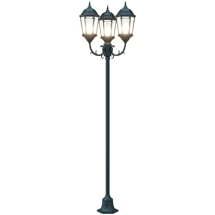 Trädgårdslampa Pelare 3-lampor E27 Grön 220 cm Aluminium vidaXL Large – bild 8