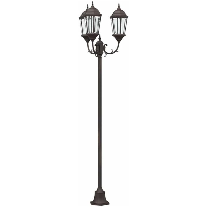 Trädgårdslampastolpe 3-lampa E27 Brons 220 cm Aluminium vidaXL Large – bild 2