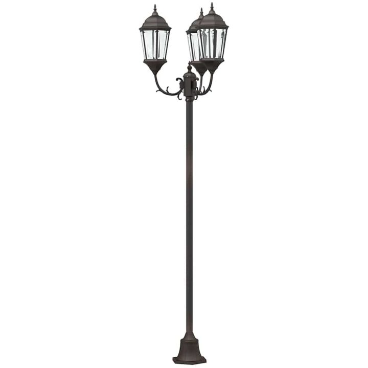 Trädgårdslampastolpe 3-lampa E27 Brons 220 cm Aluminium vidaXL Large – bild 5