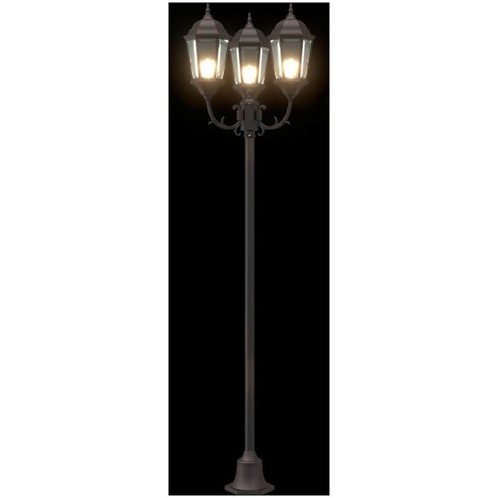 Trädgårdslampastolpe 3-lampa E27 Brons 220 cm Aluminium vidaXL Large – bild 7