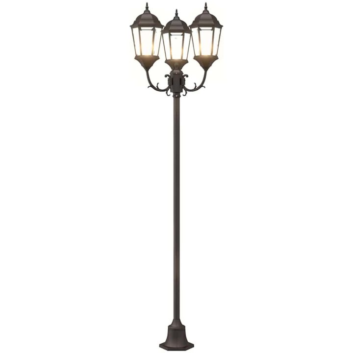Trädgårdslampastolpe 3-lampa E27 Brons 220 cm Aluminium vidaXL Large – bild 8