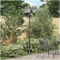 Trädgårdslampastolpe 3-lampa E27 Brons 220 cm Aluminium vidaXL