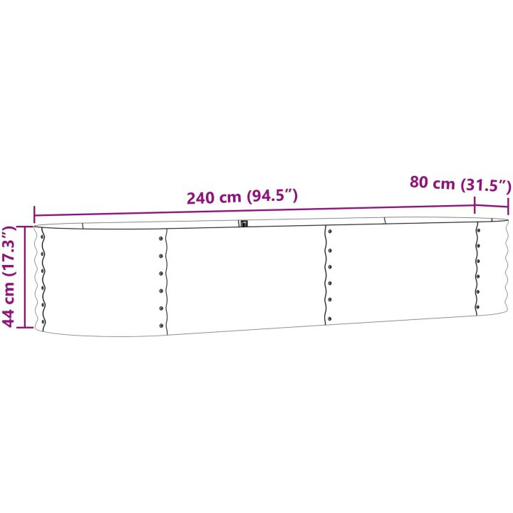 Trädgårdslyftbädd Grön Galvaniserat Stål vidaXL 240 x 80 x 44 cm – bild 11