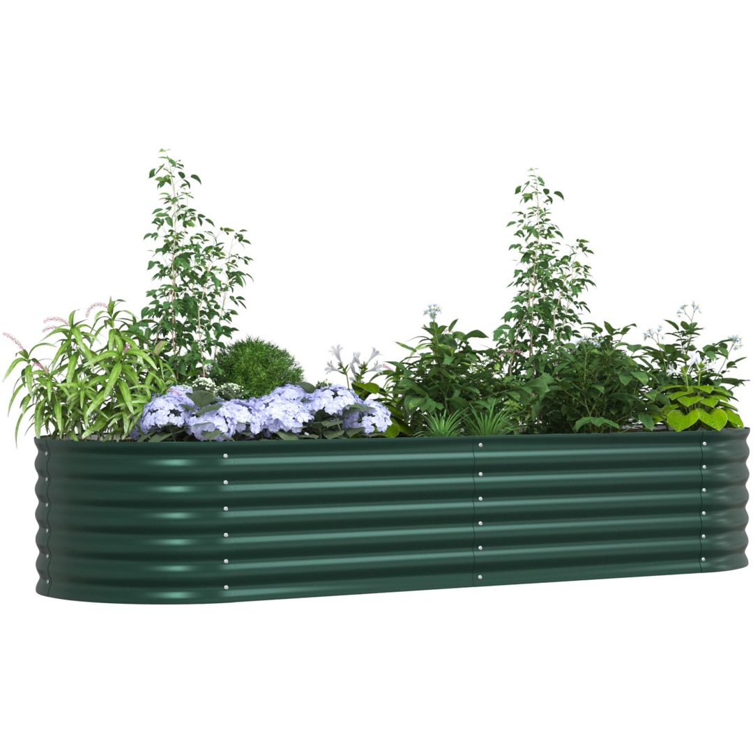 Trädgårdslyftbädd Grön Galvaniserat Stål vidaXL 240 x 80 x 44 cm – bild 3