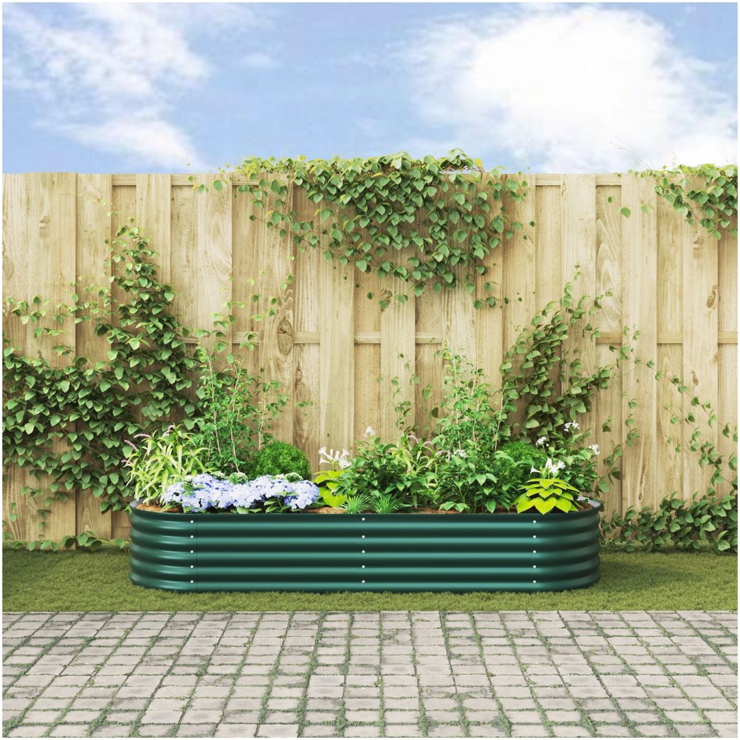 Trädgårdslyftbädd Grön Galvaniserat Stål vidaXL 240 x 80 x 44 cm – bild 4