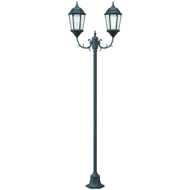 Trädgårdslyktstolpe 2-Lampa E27 Grön 220 cm Aluminium vidaXL Större – bild 4