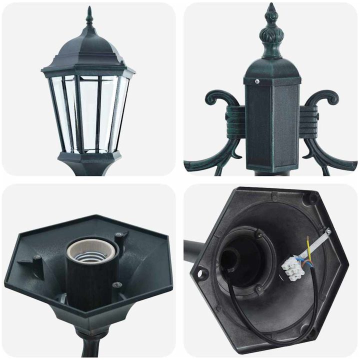 Trädgårdslyktstolpe 2-Lampa E27 Grön 220 cm Aluminium vidaXL Större – bild 6