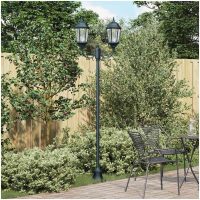 Trädgårdslyktstolpe 2-Lampa E27 Grön 220 cm Aluminium vidaXL