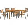 Trädgårdsmatbord 7 pcs Grå Trä & Metall vidaXL 180 x 90 x 75 cm – miniatyr 2