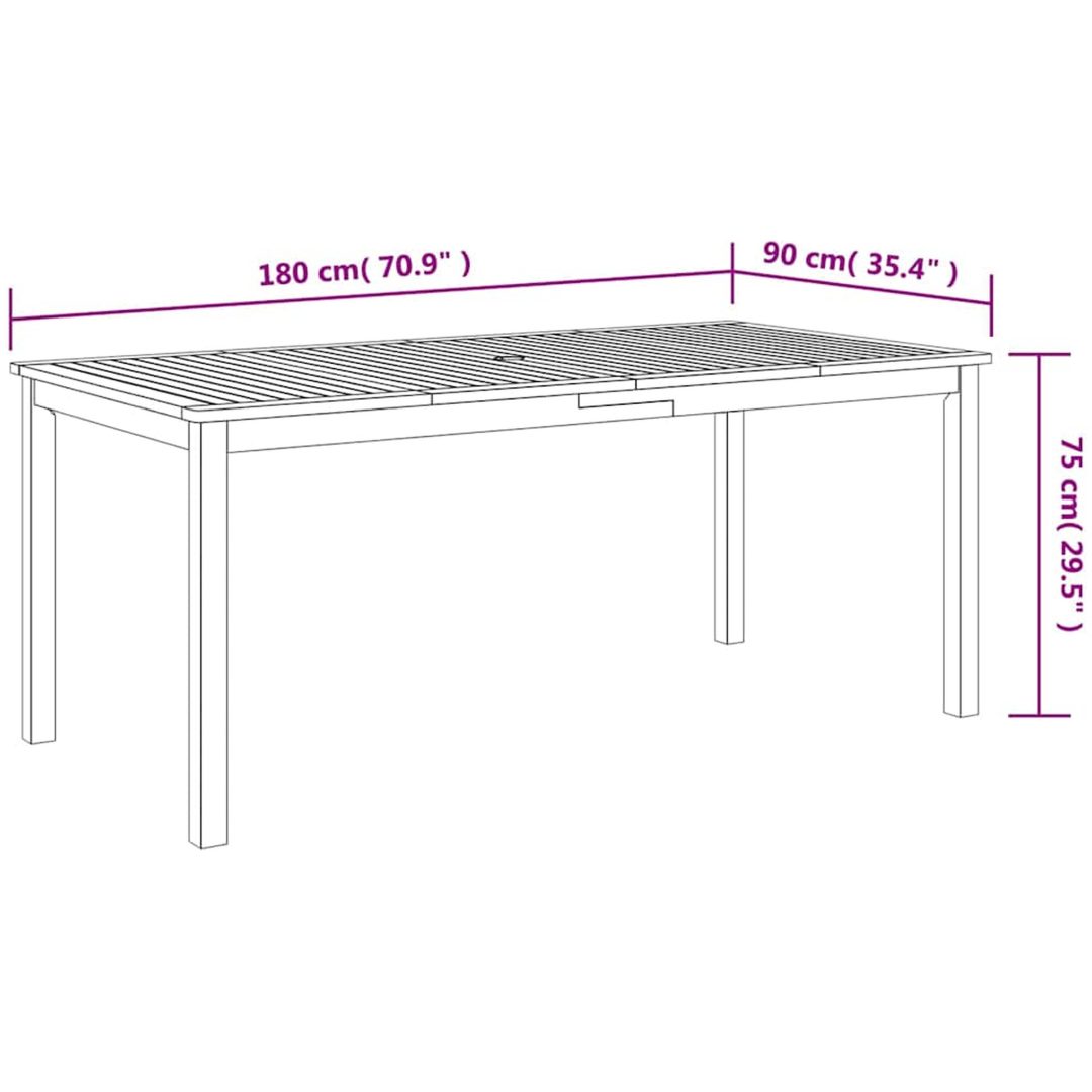 Trädgårdsmatbord 7 pcs Grå Trä & Metall vidaXL 180 x 90 x 75 cm – bild 11