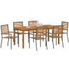 Trädgårdsmatbord 7 pcs Grå Trä & Metall vidaXL 180 x 90 x 75 cm – miniatyr 3