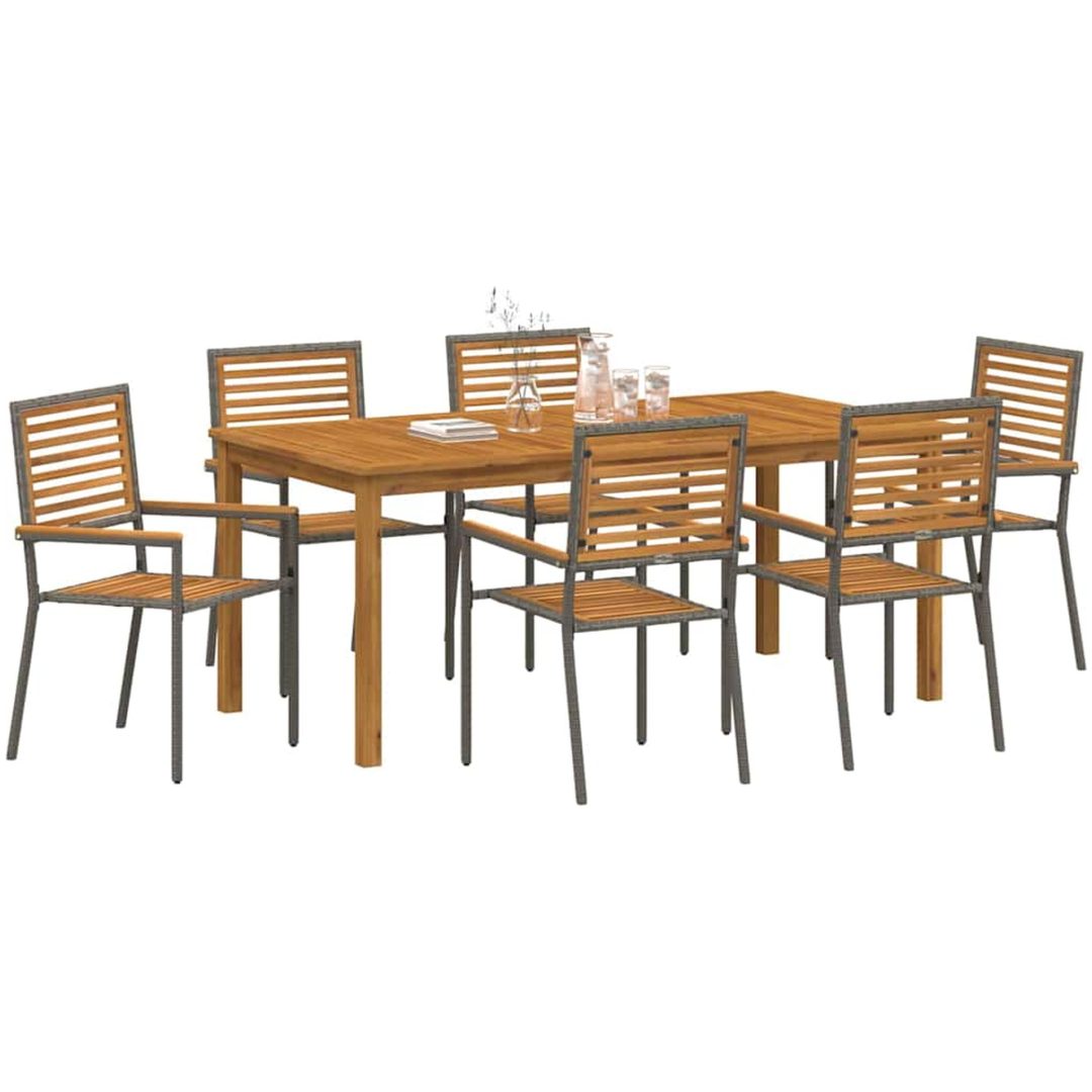 Trädgårdsmatbord 7 pcs Grå Trä & Metall vidaXL 180 x 90 x 75 cm – bild 3