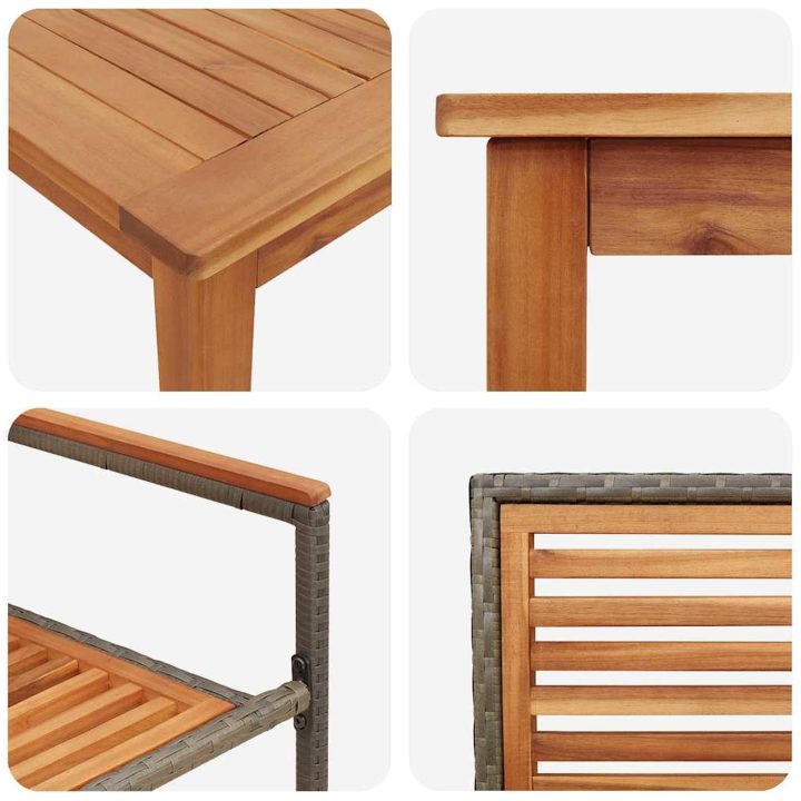 Trädgårdsmatbord 7 pcs Grå Trä & Metall vidaXL 180 x 90 x 75 cm – bild 9