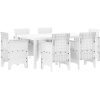 Trädgårdsmatbord 7 pcs Vit PE Rattan vidaXL 150 x 100 x 73 cm – miniatyr 2