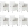Trädgårdsmatbord 7 pcs Vit PE Rattan vidaXL 150 x 100 x 73 cm – miniatyr 4