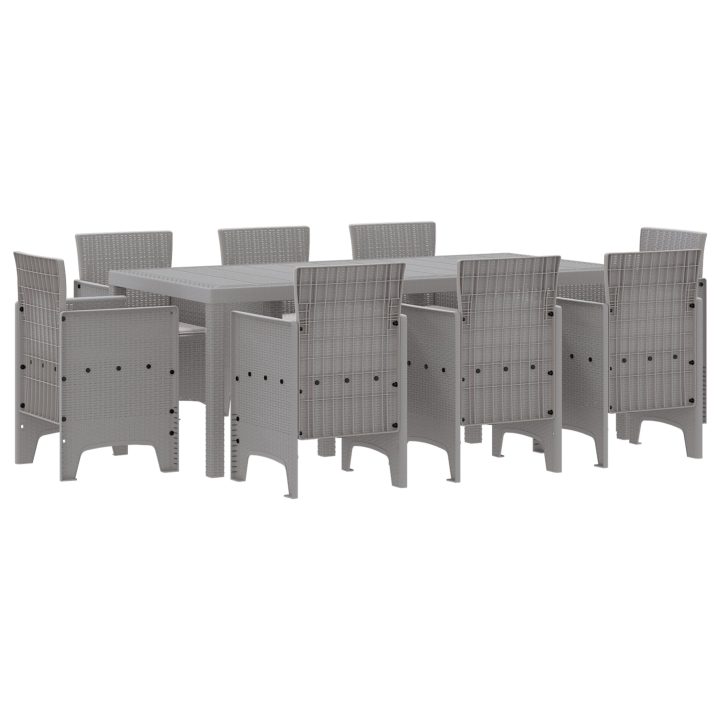 Trädgårdsmatbord 9 pcs Ljusgrå Plast vidaXL 200 x 100 x 73 cm – bild 2
