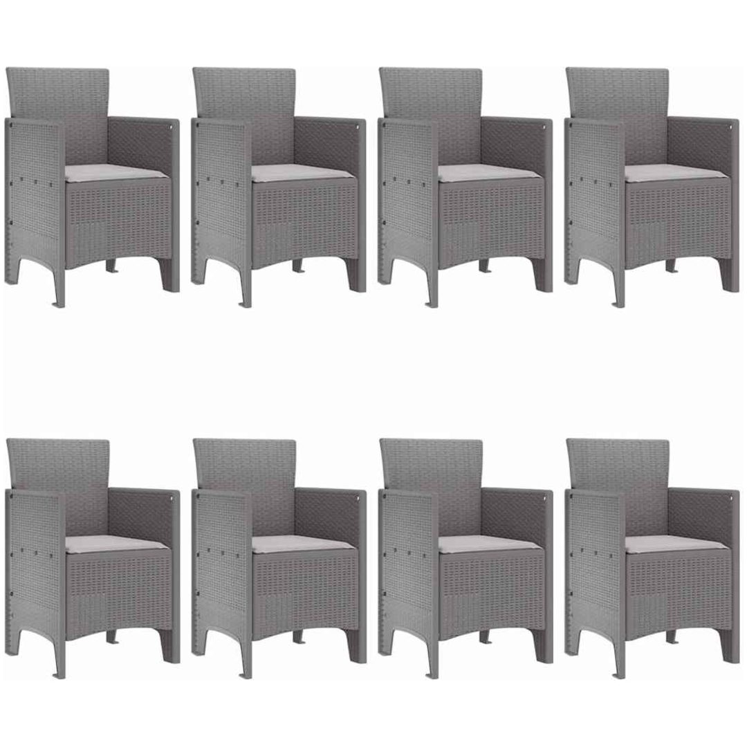 Trädgårdsmatbord 9 pcs Ljusgrå Plast vidaXL 200 x 100 x 73 cm – bild 4