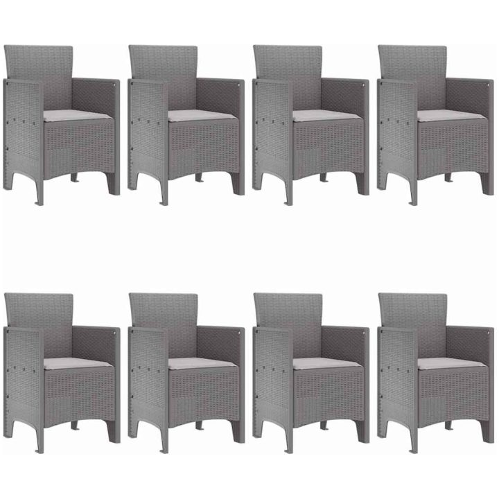 Trädgårdsmatbord 9 pcs Ljusgrå Plast vidaXL 200 x 100 x 73 cm – bild 4