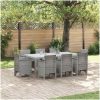 Trädgårdsmatbord 9 pcs Ljusgrå Plast vidaXL 200 x 100 x 73 cm – miniatyr 1