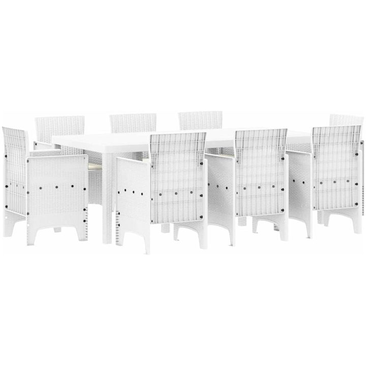 Trädgårdsmatbord 9 pcs Vit Poly Rattan, härdat glas vidaXL 200 x 100 x 73 cm – bild 2