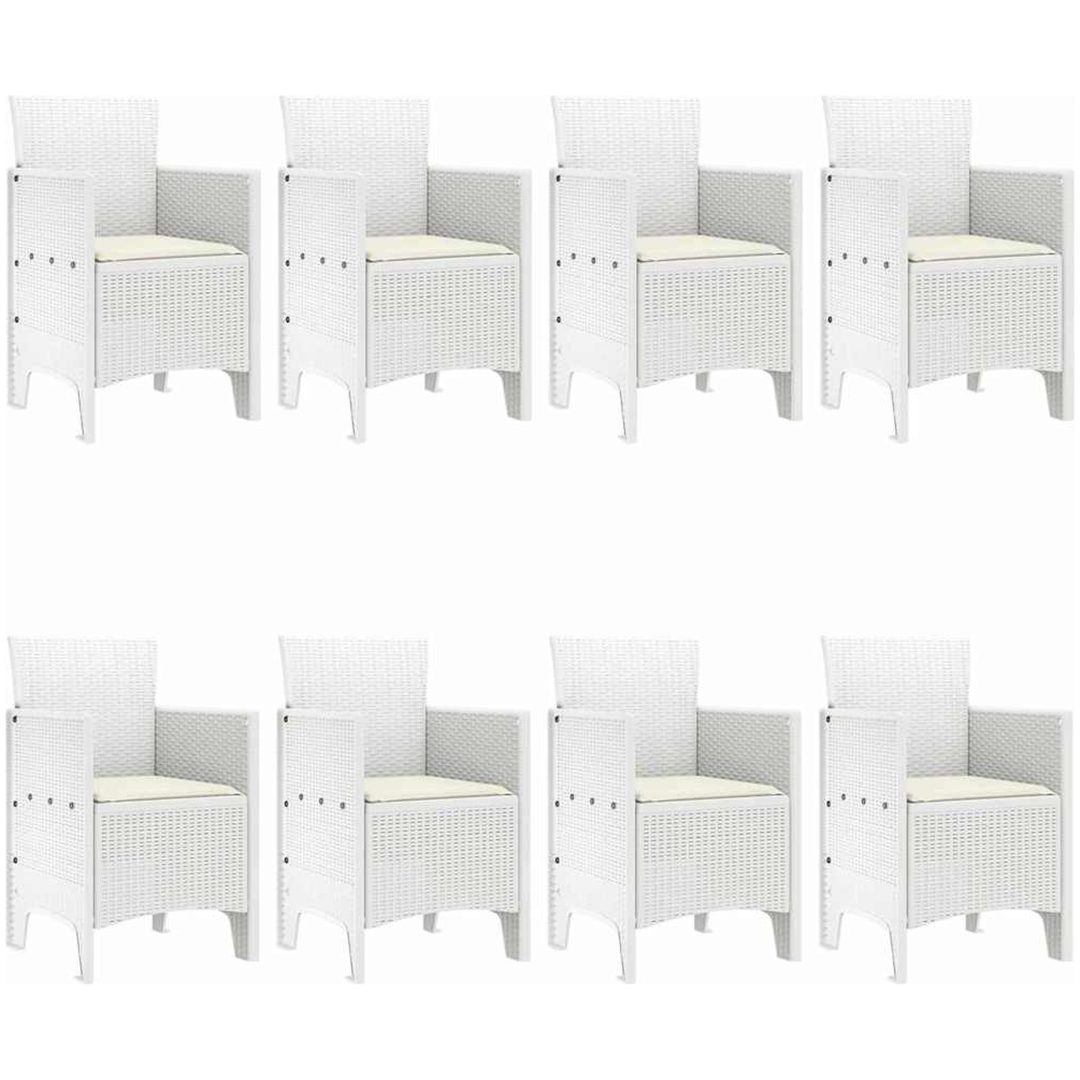 Trädgårdsmatbord 9 pcs Vit Poly Rattan, härdat glas vidaXL 200 x 100 x 73 cm – bild 4