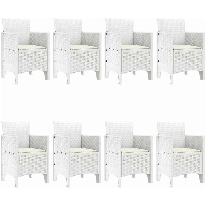 Trädgårdsmatbord 9 pcs Vit Poly Rattan, härdat glas vidaXL 200 x 100 x 73 cm – bild 4