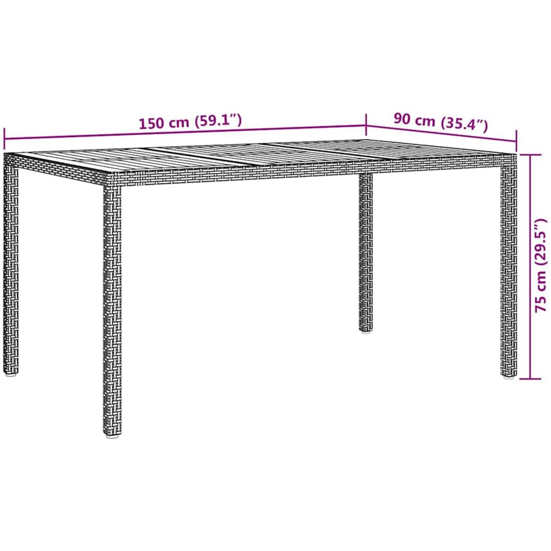 Trädgårdsmatbord Grå Konstrotting vidaXL 150 x 90 x 75 cm – bild 7