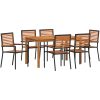 Trädgårdsmatbord Set 7 pcs Svart Metall, trä vidaXL 140 x 80 x 74 cm – miniatyr 2