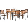 Trädgårdsmatbord Set 7 pcs Svart Metall, trä vidaXL 140 x 80 x 74 cm – miniatyr 3