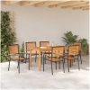 Trädgårdsmatbord Set 7 pcs Svart Metall, trä vidaXL 140 x 80 x 74 cm – miniatyr 4