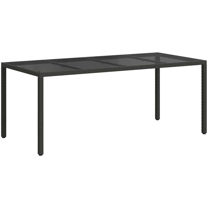 Trädgårdsmatbord Svart Poly Rattan vidaXL 190 x 90 x 75 cm – bild 5