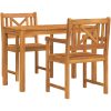 Trädgårdsmatbordset 3 pcs Ljust trä Massivt trä vidaXL Standard – miniatyr 2