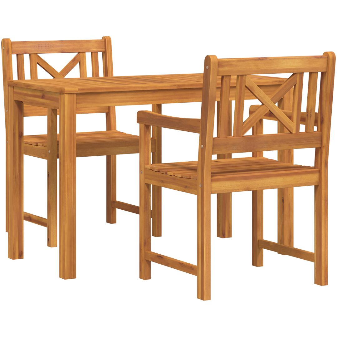 Trädgårdsmatbordset 3 pcs Ljust trä Massivt trä vidaXL Standard – bild 2