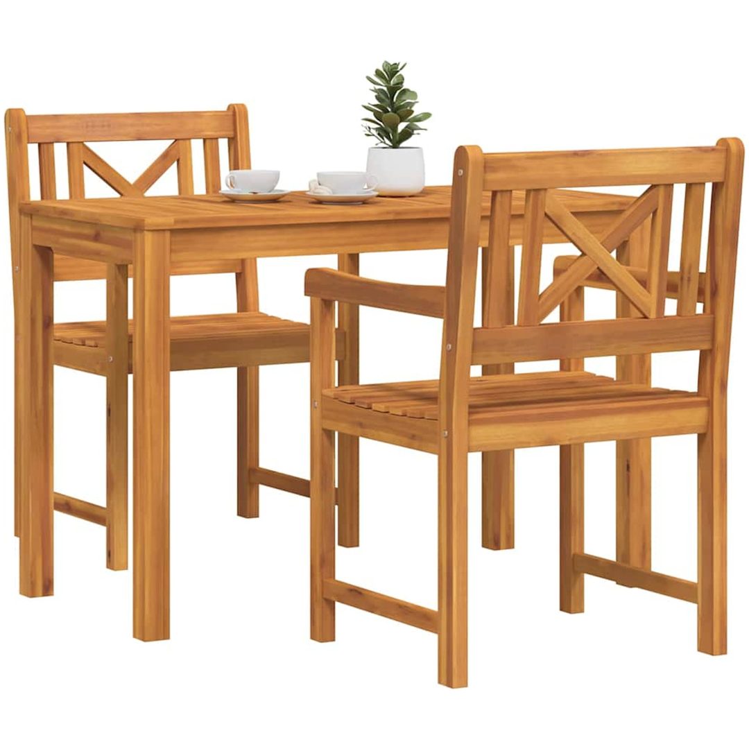 Trädgårdsmatbordset 3 pcs Ljust trä Massivt trä vidaXL Standard – bild 3