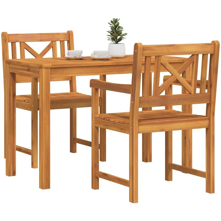 Trädgårdsmatbordset 3 pcs Ljust trä Massivt trä vidaXL Standard – bild 3