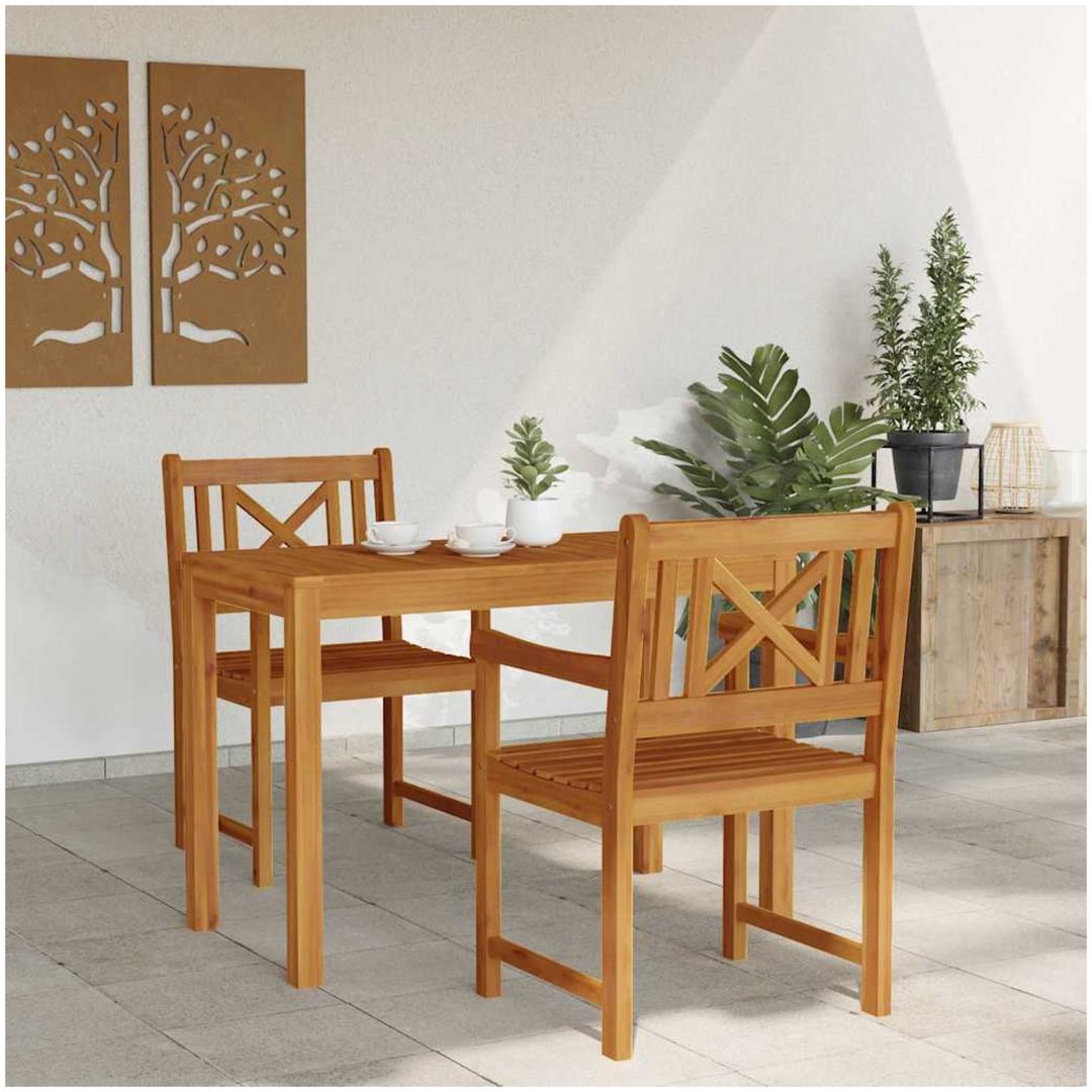 Trädgårdsmatbordset 3 pcs Ljust trä Massivt trä vidaXL Standard – bild 4