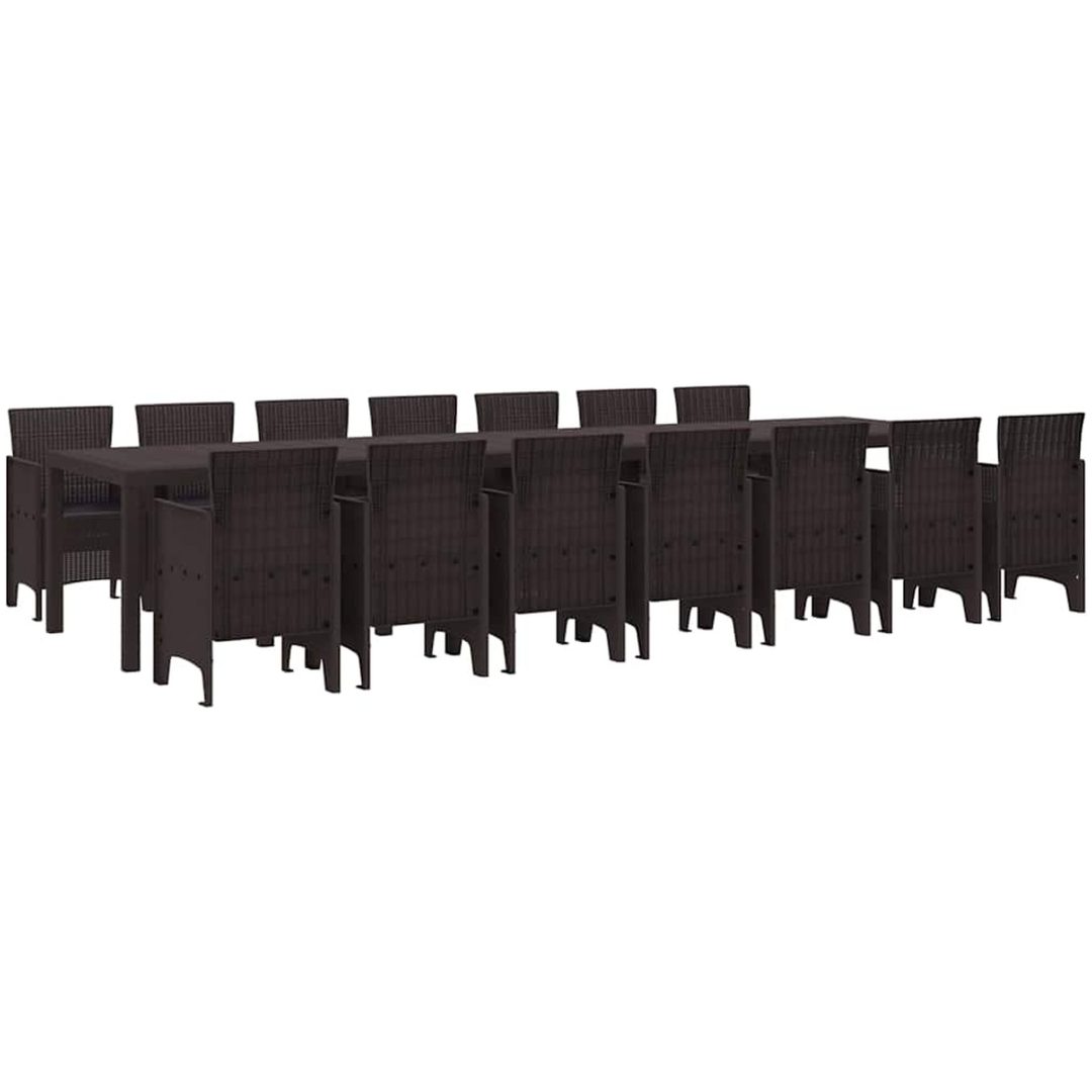 Trädgårdsmatgrupp 15 pcs Brun Rotting vidaXL Stor – bild 2