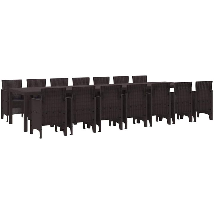 Trädgårdsmatgrupp 15 pcs Brun Rotting vidaXL Stor – bild 2